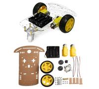 JoyousMall Kit de châssis de voiture robot intelligent 2WD avec encodeur et boîtier de batterie pour projets éducatifs Arduino, moteurs à engrenages 1:48, base en acrylique transparent