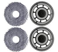 JoyousMall Kit de support de balai et coussinets compatibles avec Roborock QV 35S, Qrevo S5V, Edge, Curv, Robot aspirateur, pièces de rechange en plastique et microfibre, 2 supports et 2 chiffons