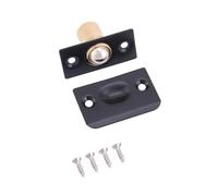 JoyousMall Loquet de porte réglable en laiton et acier inoxydable avec gâche, butée de porte de tension noire pour placard pour portes françaises