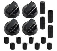 JoyousMall Lot de 4 boutons de contrôle noirs pour four, plaques de cuisson, grille-pain, friteuses à air comprimé - Tige de 6 mm et 8 mm (noir)