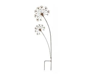 JoyousMall Piquets de jardin rustiques en forme de pissenlit, art décoratif en métal avec finition pré-rouillée pour parterres de fleurs, terrasses et balcons, décoration de pelouse extérieure de 30 à