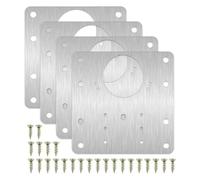 JoyousMall Plaque de réparation de charnière en acier inoxydable, kit de fixation de charnière de porte d'armoire, 9 cm x 9 cm, support de renfort avec vis