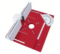 JoyousMall Plaque d'insertion de table de toupie en aluminium pour débroussailleuse de travail du bois, 240 x 200 mm en alliage avec jauge à onglet, rouge