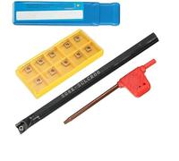 JoyousMall Support de barre d'alésage de tour de 8 mm, S08K-SCLCR06 Ensemble d'outils de tournage avec 10 inserts CCMT060204, tige en acier 125 mm pour semi-finition