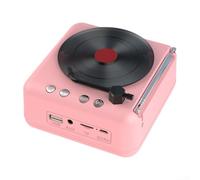 JoyousMall Tourne-disque avec haut-parleur, tourne-disque en vinyle, rétro sans fil, radio stéréo, multifonction, compatible Bluetooth (rose)