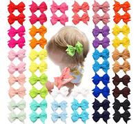 JOYOYO 50 pièces Pinces à cheveux pour bébé Nœuds en ruban, Mini nœud de 2 pouces Barrettes cheveux filles tout-petit