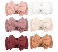 JOYOYO Lot de 6 bandeaux larges pour bébé avec de jolis grands nœuds, super extensibles pour bébés, tout-petits
