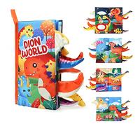 JoyPlus Jouet Bébé 0-12 Mois, Jeux Montessori Bebe Eveil 0-12 Mois,Jouets Livre Sensoriels pour Bébés Animaux,Jouet Livre Tissu Bébé Eveil avec Miroir Montessori,Jouets D'éveil (Monde des Dinosaures)