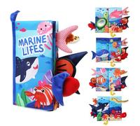 JoyPlus Jouet Bébé 0-12 Mois, Jeux Montessori Bebe Eveil 0-12 Mois,Jouets Livre Sensoriels pour Bébés Animaux,Jouet Livre Tissu Bébé Eveil avec Miroir Montessori,Jouets D'éveil (Monde des Océan)
