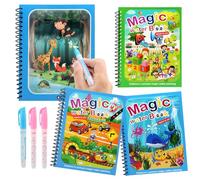 JoyPlus Livre de Dessin Magique de l'eau, 4 Pièces Livre de Coloriage Magique à Leau pour Enfants, Livre de Peinture à l'eau Réutilisable, Jouets Peinture pour Tout-Petits Garçons Filles Présents