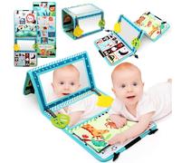 JoyPlus Miroir pour Bébé avec Livre,Miroir Bebe Éveil Montessori 0-6 Mois,Livre Tissu Bébé Noir et Blanc Jouets Sensoriels pour Enfants Jeux d'Eveil Bébé Cadeau pour Enfant Fille Garcon 0 3 6 12 Mois