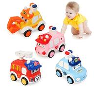 JoyPlus Voiture Bebe 1 An, 4 Pièces Petite Voiture Enfant 2 Ans, Press and Go Véhicules Jouet,Véhicules à Friction pour Enfants,Éducation Cadeau pour Bebe 1 2 3 4 Ans(Police/Ambulance/Pompiers/Camion)