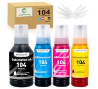 JoyPrinting E104 Kit de recharge d'encre de sublimation compatible avec Epson Ecotank ET-2711 ET-1810 ET-2710 ET-2861 ET-2862 ET-2712 ET-2714 ET-2715 ET-2720 ET-2721 (1 40 ml BK, 100 ml de couleur)