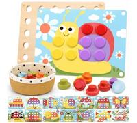 Joyreal Jeu d'encastrement en Bois dès 2 Ans, Jouet Montessori d'apprentissage des Couleurs avec 14 Motifs, Format 22 * 30 cm, Jouet de Voyage en Bois, idée Cadeau garçon et Fille dès 2 Ans