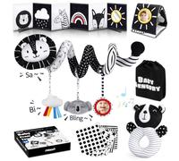 Joyreal Spirale d'Activité Bébé - Poussette Bebe Jouet Fille Garcon, Livre Noir et Blanc, Image Carte Noir et Blanc, Jouet Sensoriel Bebe, Montessori Bebe Eveil Cadeau Naissance