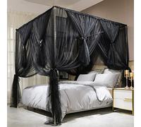 Joyreap Rideau de lit à baldaquin raffinés à 4 Coins, pour Adultes, Accessoires de décoration, pour lit King Size, Noir