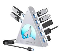 JoyReken Hub USB 3.0, 7 ports, câble de 60 cm, design vertical, argent