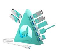 JoyReken Hub USB 3.0 vertical à 7 ports avec éclairage RVB et vitesse de données de 5 Gbit/s, câble de 0,6 m - Répartiteur USB de jeu pour PC, ordinateur de bureau, ordinateur portable, PS5, Xbox