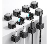 JOYROOM 12 Pack Clips Câble Organisateur de Câbles Magnétique Auto-adhésif Support de Câbles pour Bureau, Table de Nuit, Câbles de Chargement, HDMI, USB, Audio, Noir