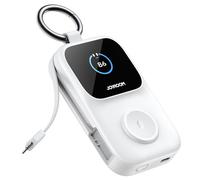 JOYROOM 5000mAh Mini Batterie Externe pour Apple Watch avec Câble USB C, [Écran LED & Porte-clés] Magnétique Portable Chargeur Montre Compatible avec Apple Watch S11/10/9/8/7/6/5/SE3/Ultra3-Blanc