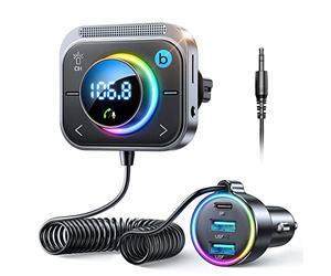JOYROOM 96W Transmetteur FM Bluetooth Voiture,【60W PD & 18W QC*2】【Basse & HiFi】 Adaptateur Bluetooth5.4 Voiture, Kit Main Libre Allume Cigare Support Bluetooth & Aux & Carte TF