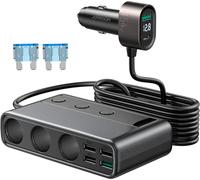 Joyroom 9in1 chargeur de voiture pour ordinateur portable 154W - 5x USB / 1x USB Type C / 3x allume-cigare Power Delivery / Quick Charge / PPS / AFC / FCP noir (JR-CL06)