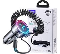 Joyroom Chargeur de voiture Jr-Cl07, 3W1, 1Xusb 1Xusb-C + Câble Usb-C 55W (Noir)