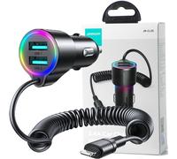 Joyroom Chargeur rapide de voiture 3 en 1 avec câble Lightning 1,5 m 17 W noir (JR-CL25)