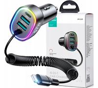 Joyroom Chargeur rapide de voiture 4 en 1 57W avec câble Lightning, noir (PD, QC3.0, AFC, FCP) - Modèle JR-CL20