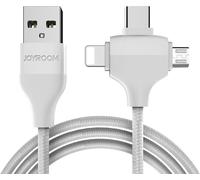 Joyroom L317 2.4A nylon tressé câble de charge USB 3 en 1 pour Apple / Android Type-c white_white
