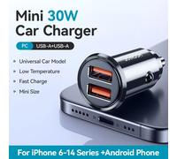 Joyroom-Mini Chargeur De Voiture,30w,Pd Qc 3.0,Usb Type-C,Charge Rapide,Ports Touristes,Chargeur De Téléphone Pour Iphone,Samsung Galaxy - Type 2 Usb