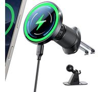 JOYROOM Support Telephone Voiture Magsafe Induction Ensemble 2 en 1 [Conception Améliorée Pince Double Crochet] Chargeur Magsafe Voiture 15W, Chargeur Induction Voiture iPhone 17 Air Pro Max 16-12