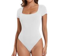 Joyshaper Body pour femme à manches courtes avec col en coin et string. Body élégant pour femme, haut d'été, tops, t-shirts, S