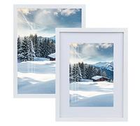 Joyshare Bilderrahmen 30x40cm set of 2, mit Passepartout Schwarz Holz Weiß MDF-Holzrahmen 16 Zoll,Modern Natur mit Acrylglas/Portraitrahmen/Wechselrahmen (weiß, 30x40cm)