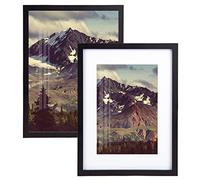 Joyshare Bilderrahmen 30x40cm set of 2, mit Passepartout Schwarz Holz Weiß MDF-Holzrahmen 16 Zoll,Modern Natur mit Acrylglas/Portraitrahmen/Wechselrahmen (schwarz, 30x40cm)