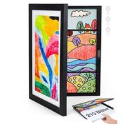 Joyshare Cadre photo A4 épais pour dessins d'enfants en bois, cadre à rabat interchangeable 25x34x4 cm Noir 1 pièce