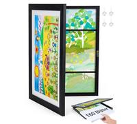 Joyshare Cadre photo A4 pour dessins d'enfants en bois, cadre à rabat interchangeable 24x33x3 cm Noir 1 pièce
