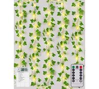 Joysing Guirlande Lumineuse 10M 100 LED Lierre Artificiel Guirlande Alimenté par Pile avec Télécommande, 8 Modes Étanche Lumiere Noël pour Chambre Aesthetic Mariage Intérieure Extérieure Décoration