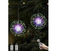 Joysing Guirlande Lumineuse Noel 2 Pièces 180 LED Lumineuses Feu d'artifice Alimentés par Batterie avec Télécommande, 8 Modes Feux d'artifice Lumières pour Intérieure Extérieure - Multicolore