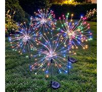 Joysing Lampe Solaire Exterieures Jardin 4 PCS 120 LED Lumière Feux d'artifice Solaire, 8 Modes Lumière Solaire Exterieur Étanche pour Pelouse Fête Patio Décoration - Multicolore