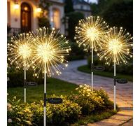 Joysing Lampe Solaire Exterieures Jardin 4 PCS 120 LED Lumière Solaire Extérieure Étanche, 8 Modes Lumières Feux d'artifice Solaire pour Pelouse Fête Patio Parterre Jardin Décoration