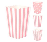 JOYSKY 26 Pièces Pop-Corn Boîtes Rose Popcorn Box Pot Pop corn Sacs Popcorn à Rayures Boîte Rose Pour Cinéma Collations de Fête Bonbons Sacs Cadeaux de Noël Anniversaire, Boîtes à Bonbons