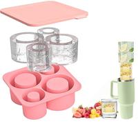 JOYSKY Moule à glaçons en silicone avec couvercle, lot de 4, rose, compatible avec 20, 30 et 40 onces, Stanley Cup Original