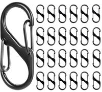 JOYSKY S Mousqueton Mini Mousqueton Crochet Double Mousqueton en Métal 8 en Forme de 2 Ouvertures Mousqueton Petit pour Camping en Plein Air Maison Randonnée Noir