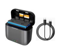 JOYSOG Compartiment de chargeur de batterie rapide pour appareil photo Insta360 X3, station de stockage de charge de batterie, affichage LED avec emplacements pour cartes SD Misro et câble USB de type