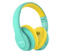 JoySpark Casque Bluetooth léger sans fil pour enfants, volume limité à 85/94 dB, 60 heures de lecture, Bluetooth 5.3, casque supra-auriculaire pour tout-petits avec micro intégré vert