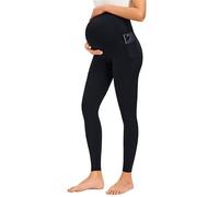 JOYSPELS Leggings de maternité sur Le Ventre avec Poches Non Transparentes, Leggings d'entraînement de Grossesse, Noir, L