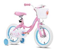 JOYSTAR 18 Pouces vélo pour Enfants de 5 à 7 Ans, vélo pour Filles de 18 Pouces avec stabilisateurs et Panier, Rose
