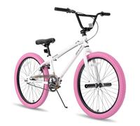 JOYSTAR Gemsbok 24 Pouces Freestyle BMX pour Les Filles de 8 à 13 Ans, 20 Pouces vélo pour Enfants, Blanc
