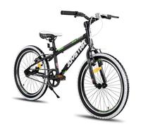 JOYSTAR Lubbock, vélo pour Enfants 20 Pouces pour garçons et Filles de 6 à 10 Ans, VTT Semi-Rigide pour Enfants à 1 Vitesse, Noir